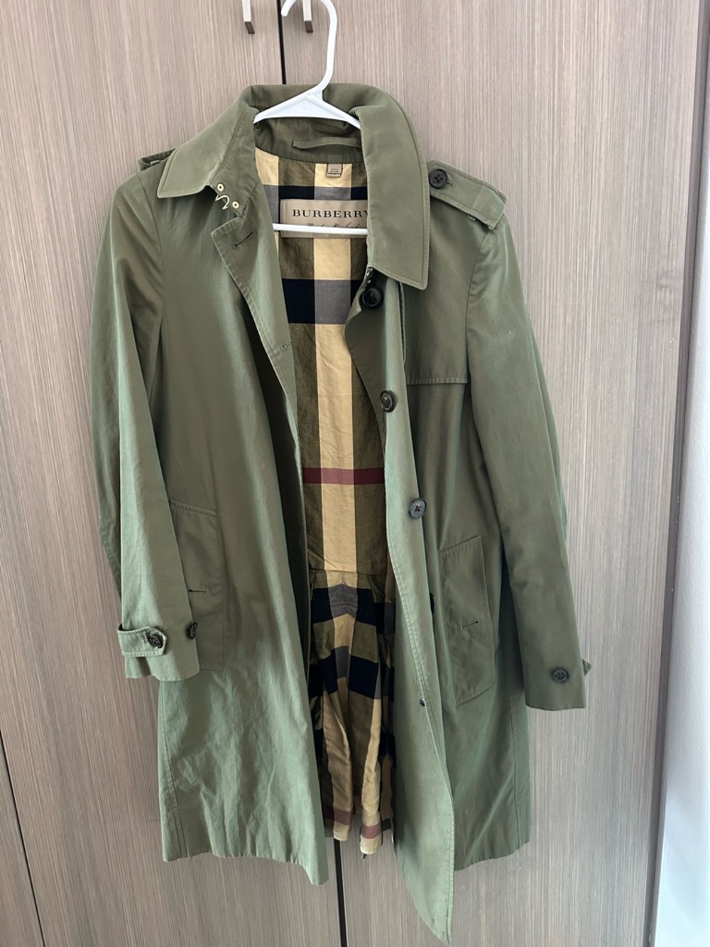 Authentic Burberry London Olive Green Trench Coat